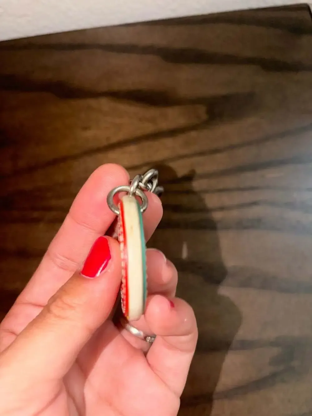 Coach Letter 'O' Two-Tone Leather Bag Charm Keychain